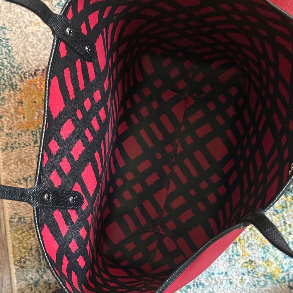 Coach Red Tote, reversible to buffalo plaid and Matching Zip Pouch - Picture 8 of 8